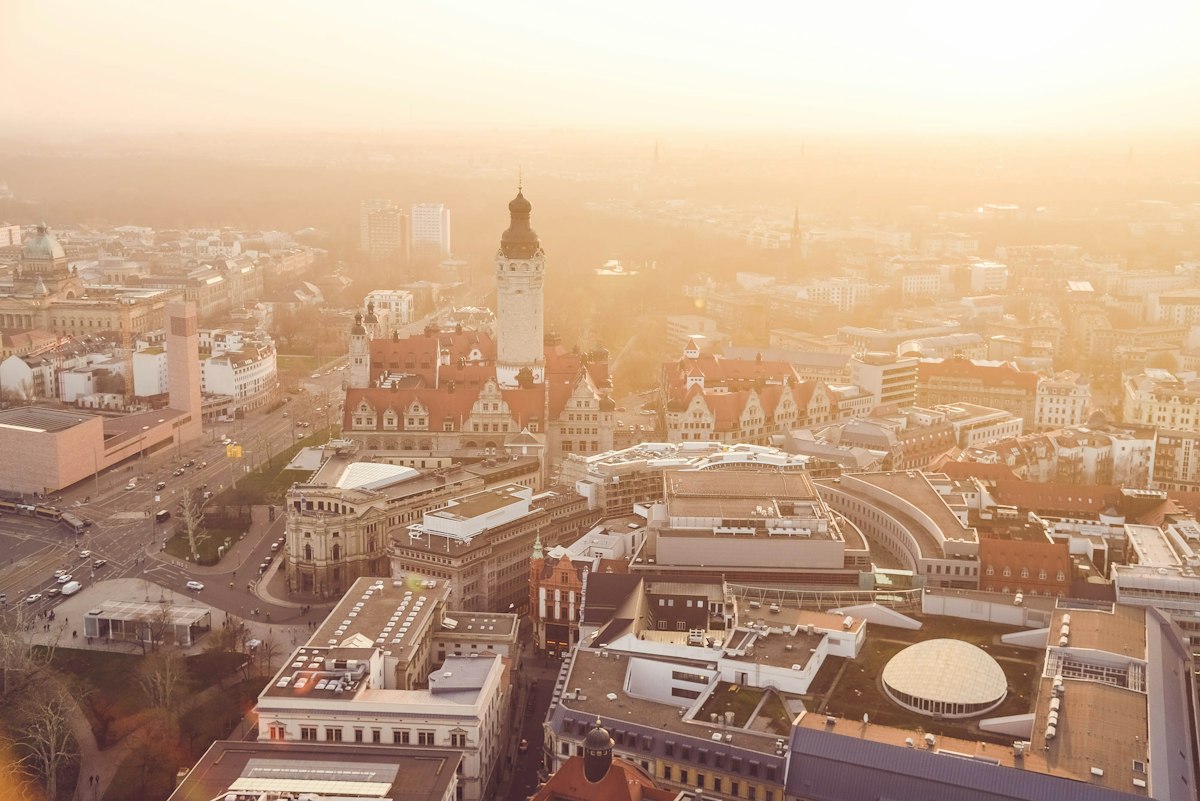 Aerial view of the city of Leipzig, Germany